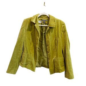 Josephine Chaus Womens Green Blazer 8 Button Up Velvet Classic Colorful Y2K